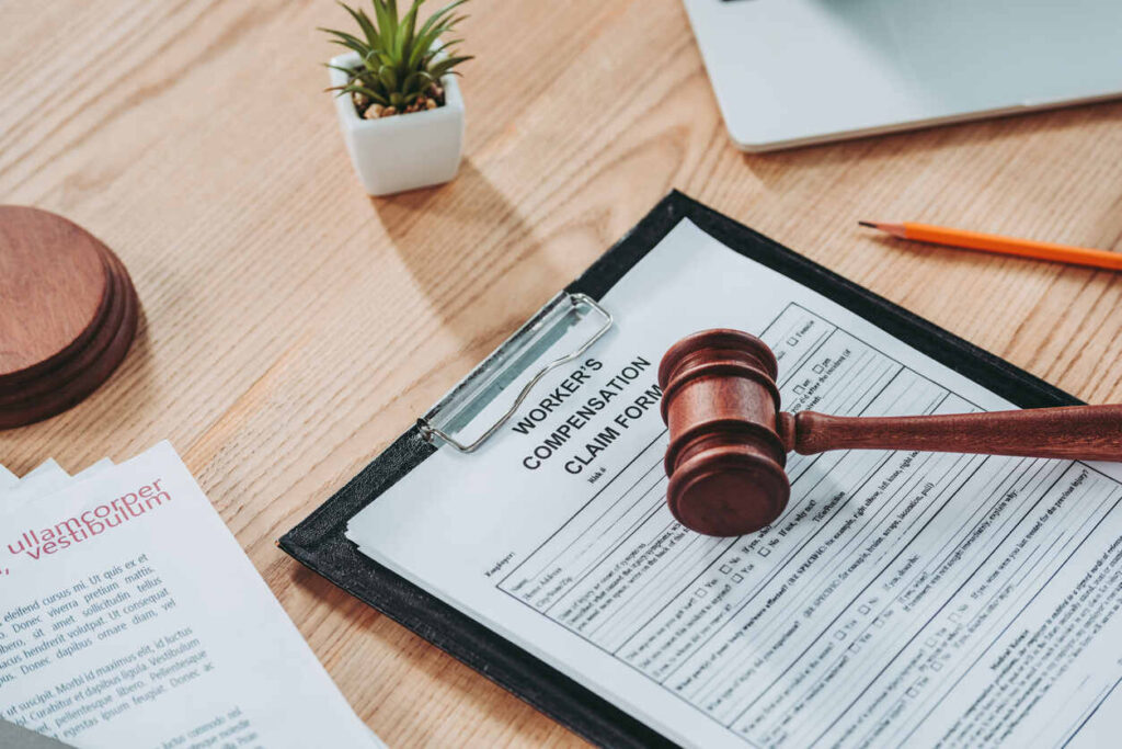 Gavel on the workers compensation form 