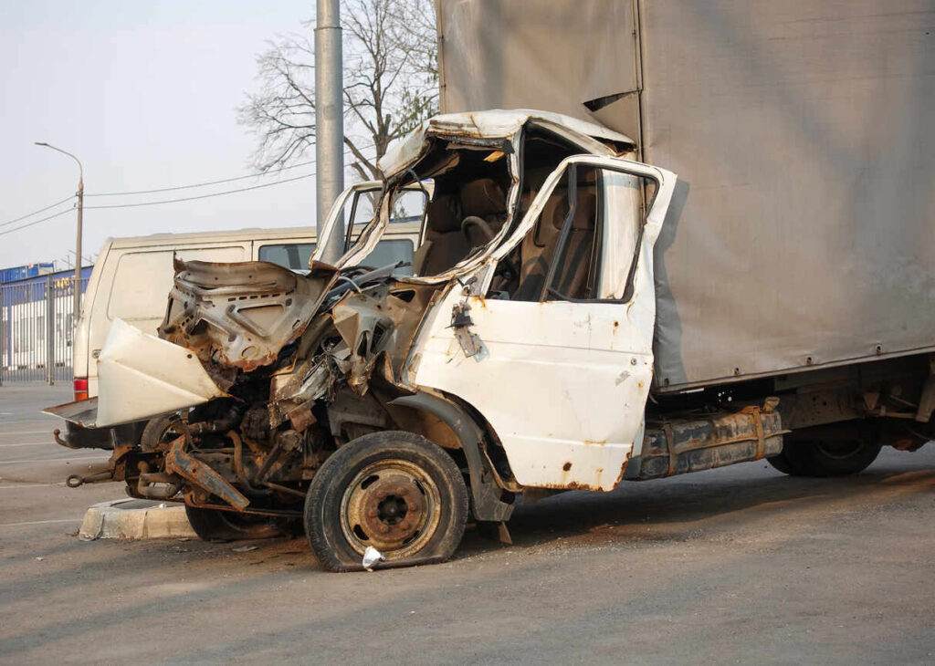 White color Truck accident 